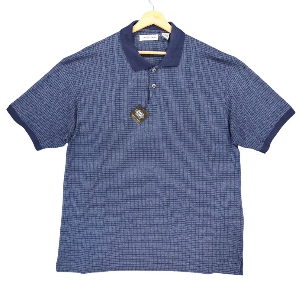 Chereskin Polo Mens XL Blue Excellent Grid‎ Textured Short Sleeve Shirt